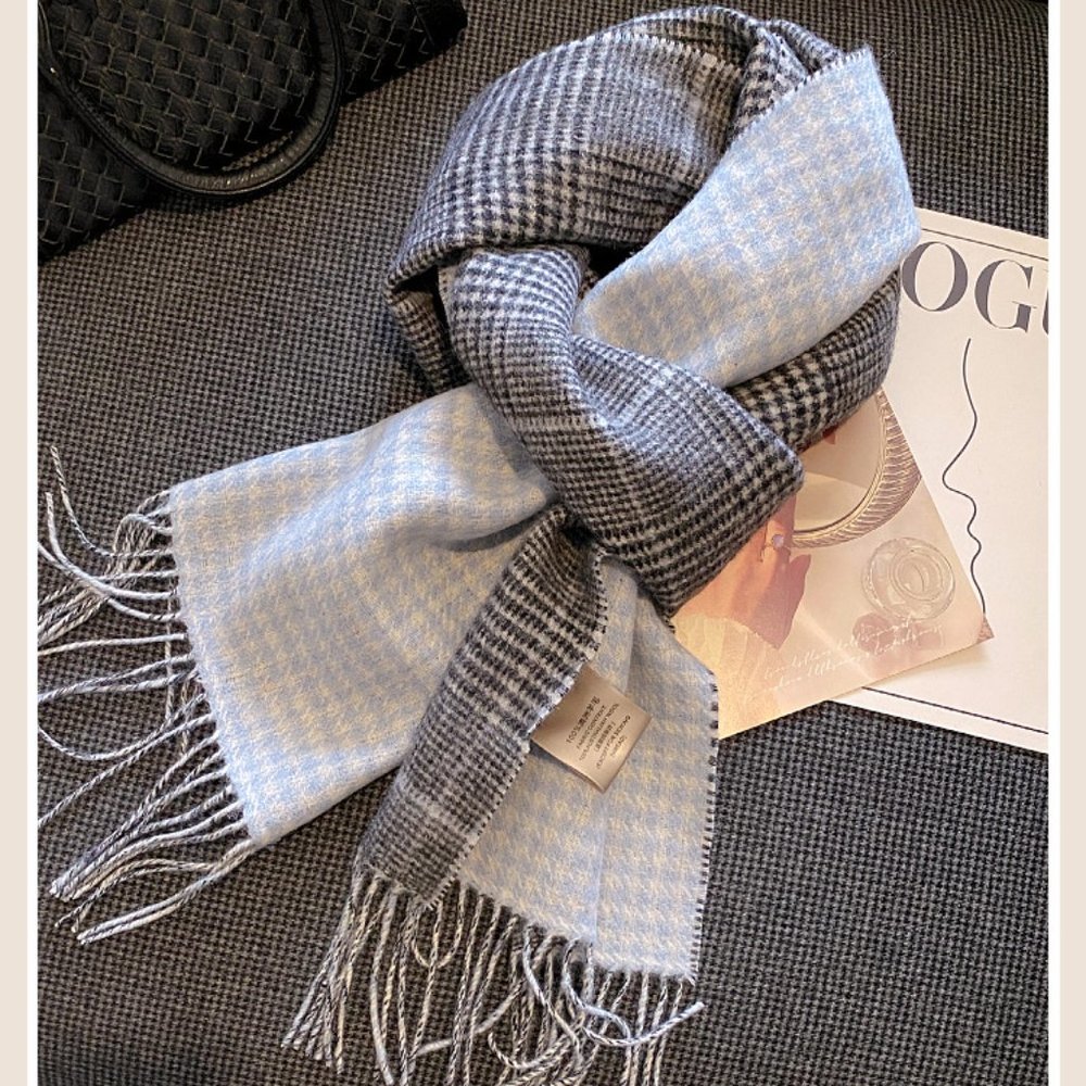 Unisex Caramel or Baby Blue  Plaid  Style  100% Australian Wool Scarf